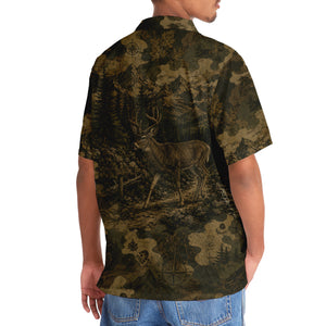 Deer Forest Camouflage Dark Hawaiian Shirt