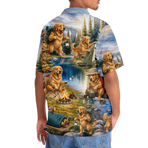 Golden Retriever Dog Funny Camping Hawaiian Shirt