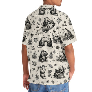 Vintage Woodcut Opossum Activities Hawaiian Shirt