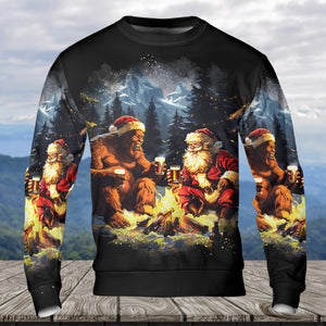 Funny Bigfoot & Santa Life Is Better Around The Campfire All Over Print Shirt