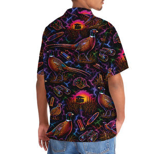 Midnight Wild Pheasant Hunting Neon Hawaiian Shirt