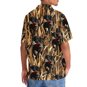 Camouflage Black Labrador Retriever Running With Wild Pheasant Hawaiian Shirt