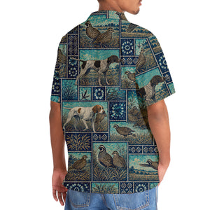 Vintage Blue Quail Hunting Hawaiian Shirt
