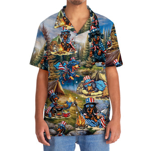 America Funny Dachshund Camping Hawaiian Shirt