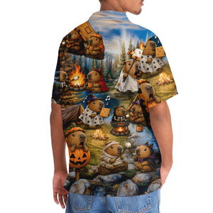 Vintage Capybara Camping Hawaiian Shirt