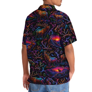 Midnight Elk Hunting Neon Hawaiian Shirt