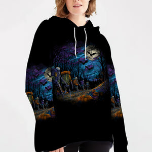 Skeleton Trekking Adventure Night Halloween All Over Print Shirt