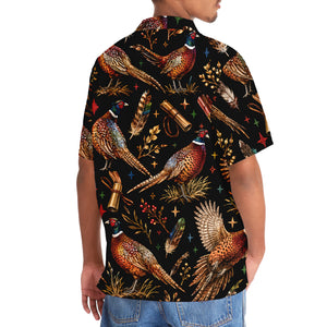 Pheasant Hunting Retro Black Hawaiian Shirt