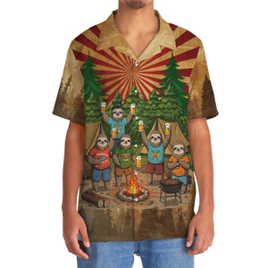Funny Sloth Camping Drinking Team Hawaiian Shirt