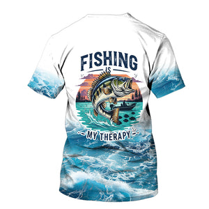 Ocean Splash Bass Fishing Is My Therapy All Over Print Shirt
