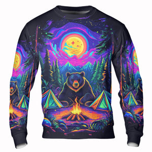 Camping Night With Bear All Over Print Shirt