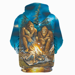 Sasquatch Campfire Night Art All Over Print Shirt