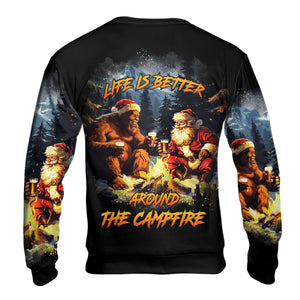 Funny Bigfoot & Santa Life Is Better Around The Campfire All Over Print Shirt