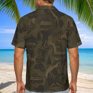 Car Camping Camouflage Hawaiian Shirt