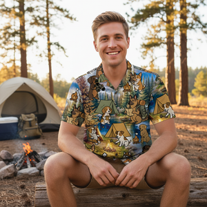 Funny Dog Camping Hawaiian Shirt