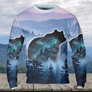 Aurora Bear Adventure Mountain All Over Print Shirt