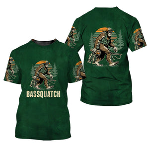 Bassquatch Bigfoot Fishing All Over Print Shirt