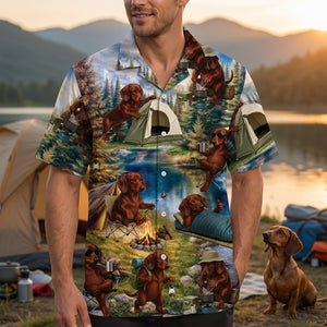 Dachshund Dog Funny Camping Hawaiian Shirt