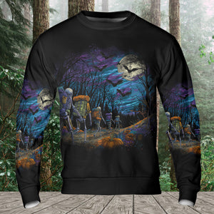 Skeleton Trekking Adventure Night Halloween All Over Print Shirt