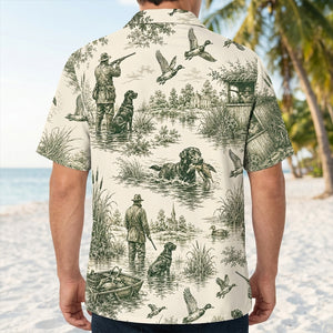 Duck Hunting Toile Vintage Art Hawaiian Shirt