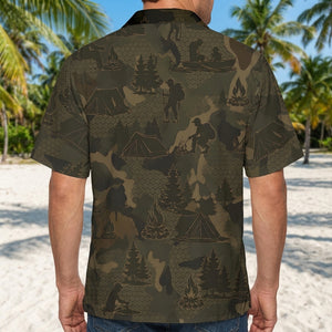 Camper Camping Camouflage Hawaiian Shirt