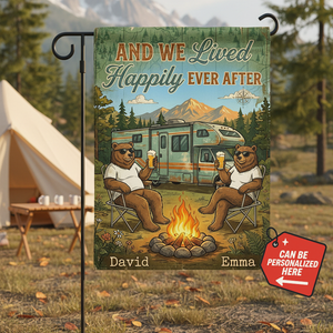 Custom Name And We Lived Happily Ever After Flag Decor
