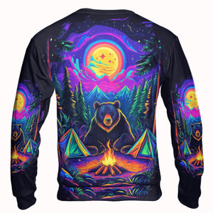 Camping Night With Bear All Over Print Shirt