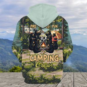 Friends, Fires, Fun Camping Crew Black Bear All Over Print Shirt
