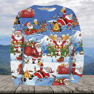 Santa Camping Funny All Over Print Shirt