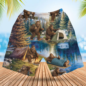 Funny Bigfoot Camping Hawaiian Shirt