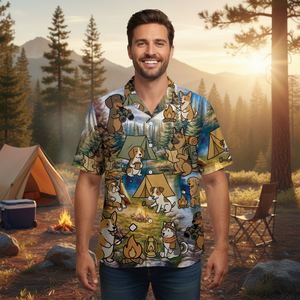 Funny Dog Camping Hawaiian Shirt