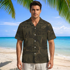 Motorhome Camping Camouflage Hawaiian Shirt