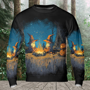 Spooky Pumpkin Campfire Night All Over Print Shirt