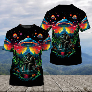 Bassquatch Bigfoot Fishing Forest All Over Print Shirt