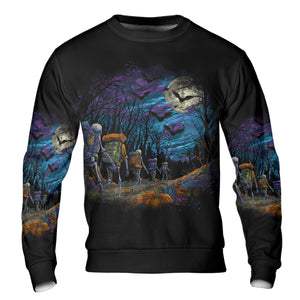 Skeleton Trekking Adventure Night Halloween All Over Print Shirt