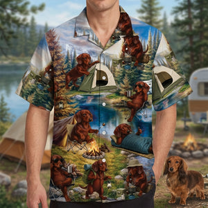 Dachshund Dog Funny Camping Hawaiian Shirt