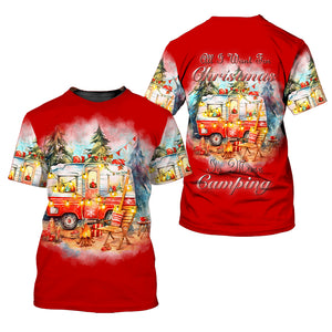 Red All I Want For Christmas Is Camping All Over Print Shirt