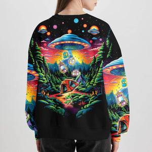 Alien UFO Abduction On Camping Site Night All Over Print Shirt