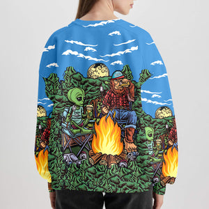 Alien Bigfoot Camping All Over Print Shirt