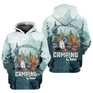 Friends, Fires, Fun Camping Crew Cats All Over Print Shirt