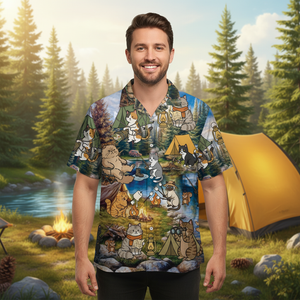 Funny Cat Campsite Hawaiian Shirt