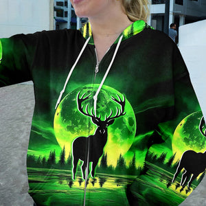 Deer Green Moonlit Art All Over Print Shirt