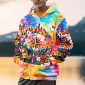 Live For The Moments Compass Flower All Over Print Shirt