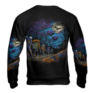 Skeleton Trekking Adventure Night Halloween All Over Print Shirt
