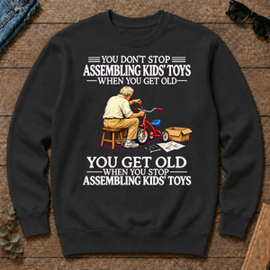 Old Man Don't Stop Assembling Kids Toys - black - CS2D-Black
