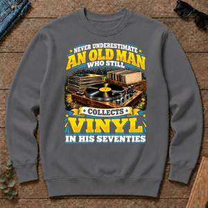 Yellow An Old Man Still Collects Vinyl In His Seventies - charcoal - CS2D-Charcoal