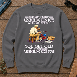 Old Man Don't Stop Assembling Kids Toys - charcoal - CS2D-Charcoal