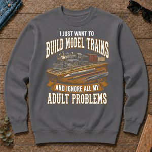 Vintage I Just Want To Build Model Trains - charcoal - CS2D-Charcoal
