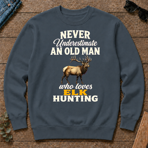 Never Underestimate An Old Man Who Loves Elk Hunting Retro - dark-heather - CS2D-DarkHeather