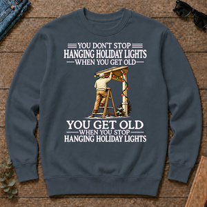 Old Man Don't Stop Hanging Holiday Lights - dark-heather - CS2D-DarkHeather
